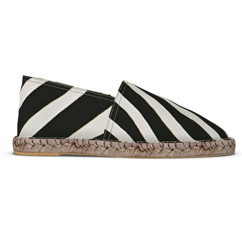 Black-and-white zebra pattern unisex espadrilles with jute insole and rubber non-slip outsole — additional view 12