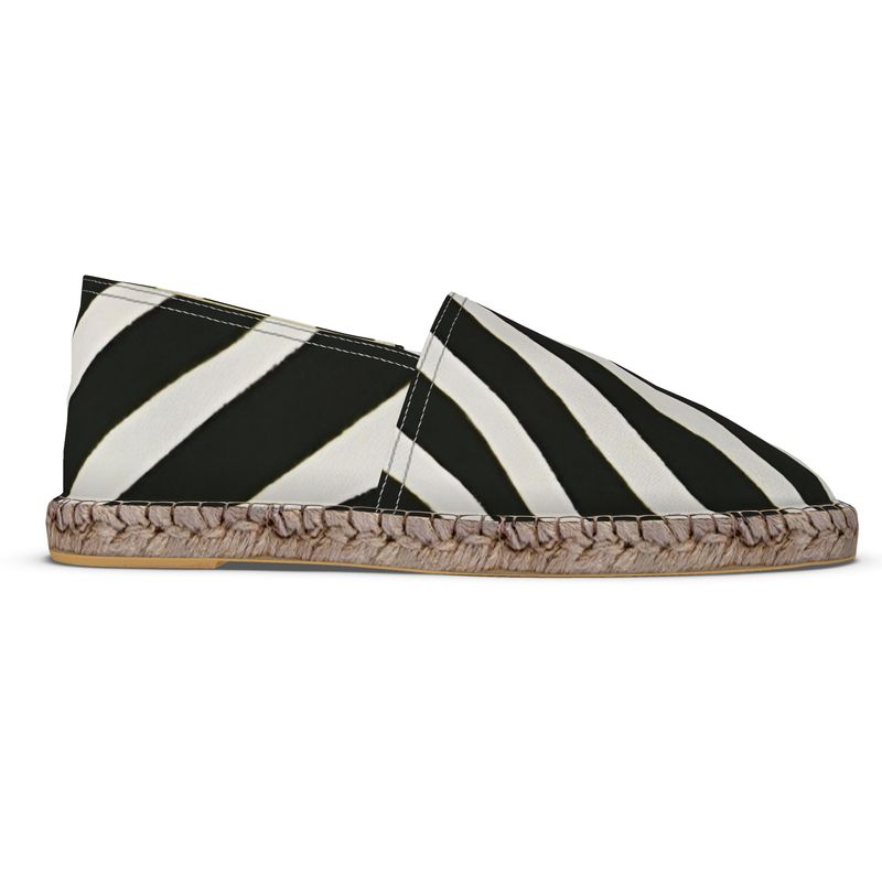 Rich and Rich Designer Black & White Zebra Pattern Unisex Espadrilles | Handmade Slip-On Jute Shoes for Men &  Women
