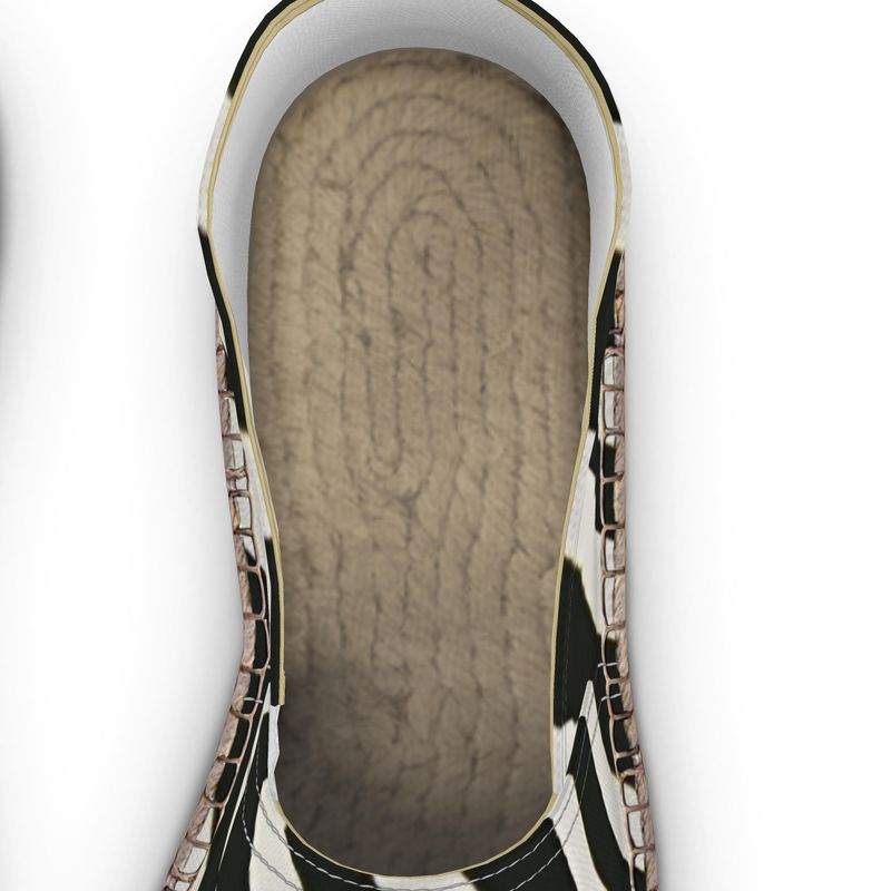 Black-and-white zebra pattern unisex espadrilles with jute insole and rubber non-slip outsole — additional view 14