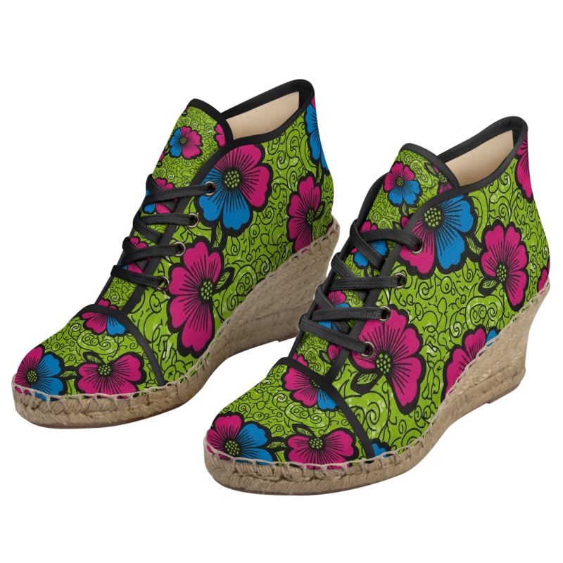Rich and Rich Fuschia Floral Ladies Wedge Espadrilles