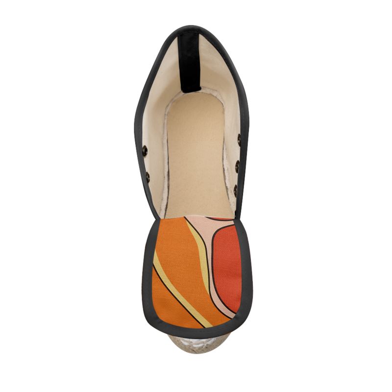 Rich and Rich Orange Abstract Ladies Wedge Espadrilles