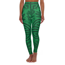 Load image into Gallery viewer, Emerald Green Feng Shui High Waisted Yoga Leggings - Fitness, Workout, Athleisure, Summer Style, Eco-Friendly Activewear
