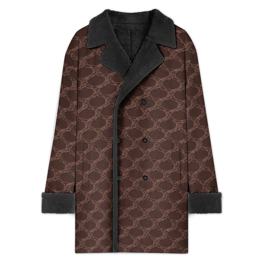 A Rich and Rich Chocolate Circular Dimensions Men's Double Breasted Coat