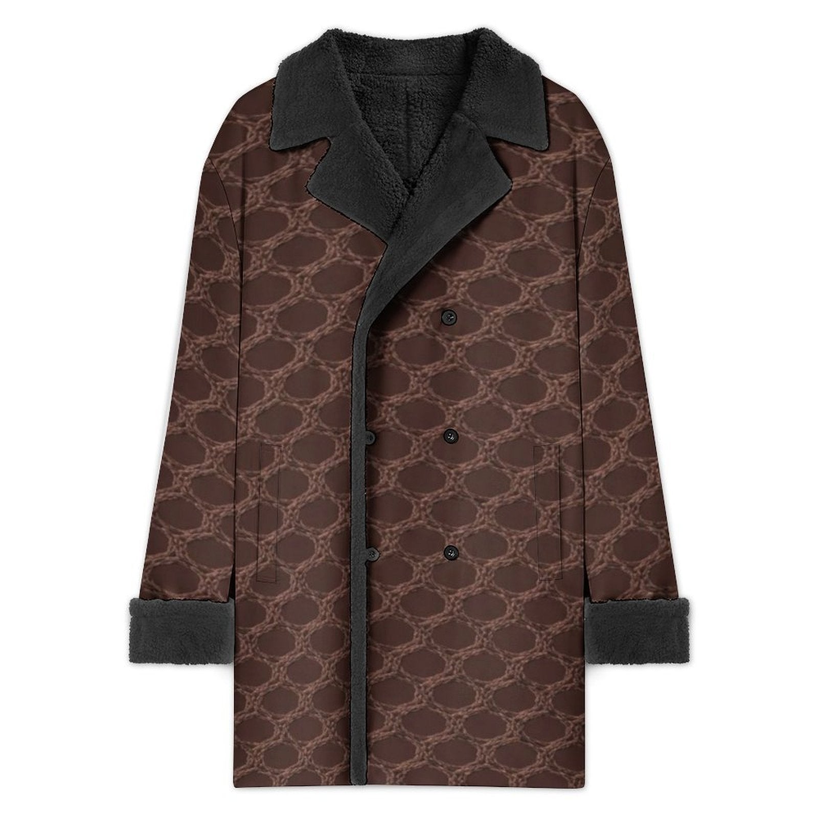 A Rich and Rich Chocolate Circular Dimensions Men's Double Breasted Coat