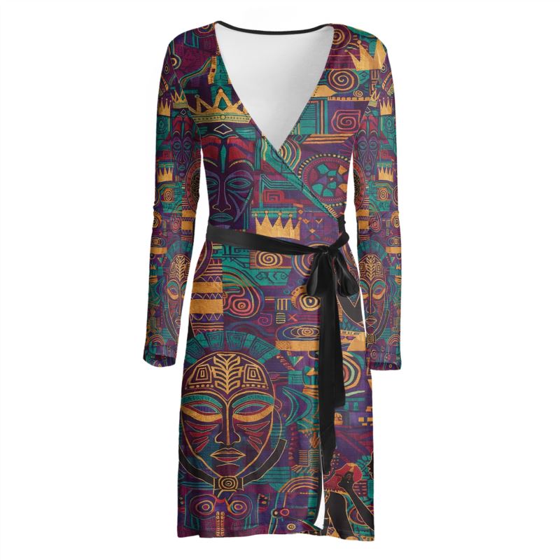 Rich and Rich African Print Women's Multicolor Wrap Dress