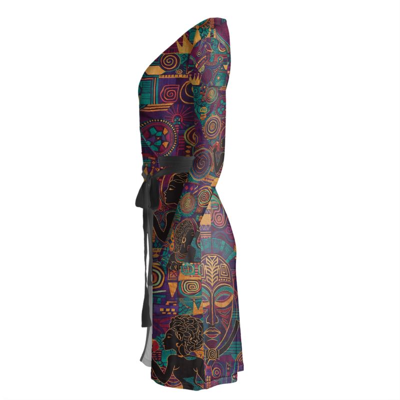 Rich and Rich African Print Women's Multicolor Wrap Dress