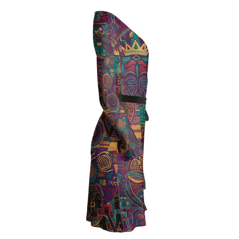 Rich and Rich African Print Women's Multicolor Wrap Dress