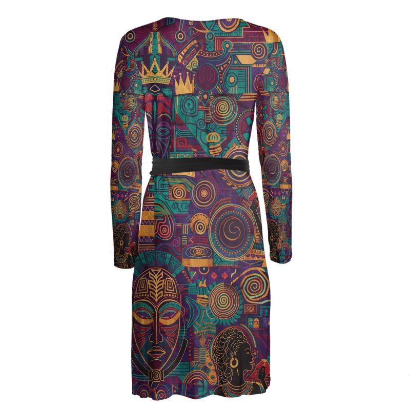 Rich and Rich African Print Women's Multicolor Wrap Dress