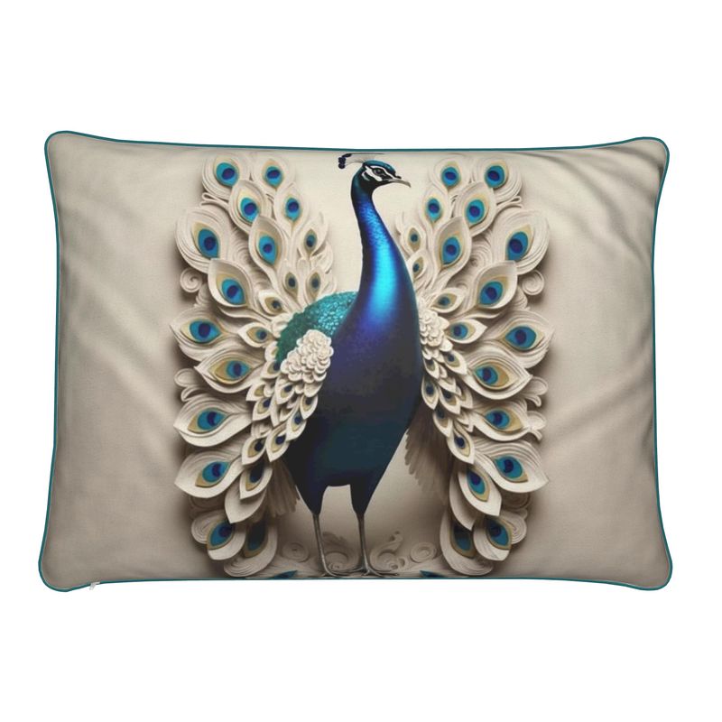 Rich and Rich Peacock Cushion featuring vibrant peacock design with plush fiber pad