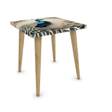 Peacock side table with MDF square or round top, solid beech legs, FSC-certified wood, 18.7 inches tall