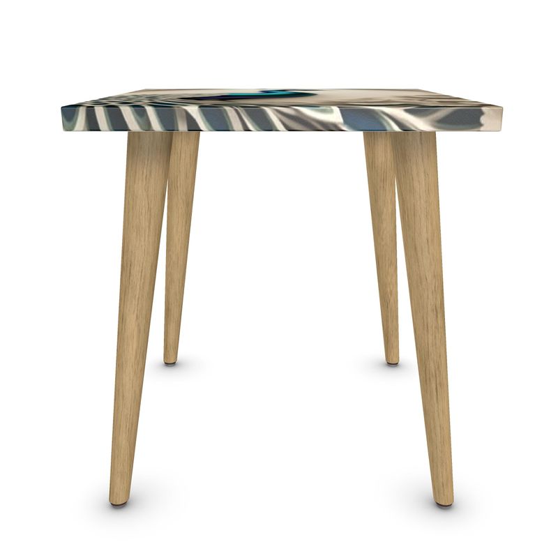 Peacock side table with MDF square or round top, solid beech legs, FSC-certified wood, 18.7 inches tall — product detail