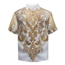 Load image into Gallery viewer, R&amp;RH Gold Design Men&#39;s Short Sleeved Shirt Men&#39;s Mock Linen Short Sleeve Shirt (B339)
