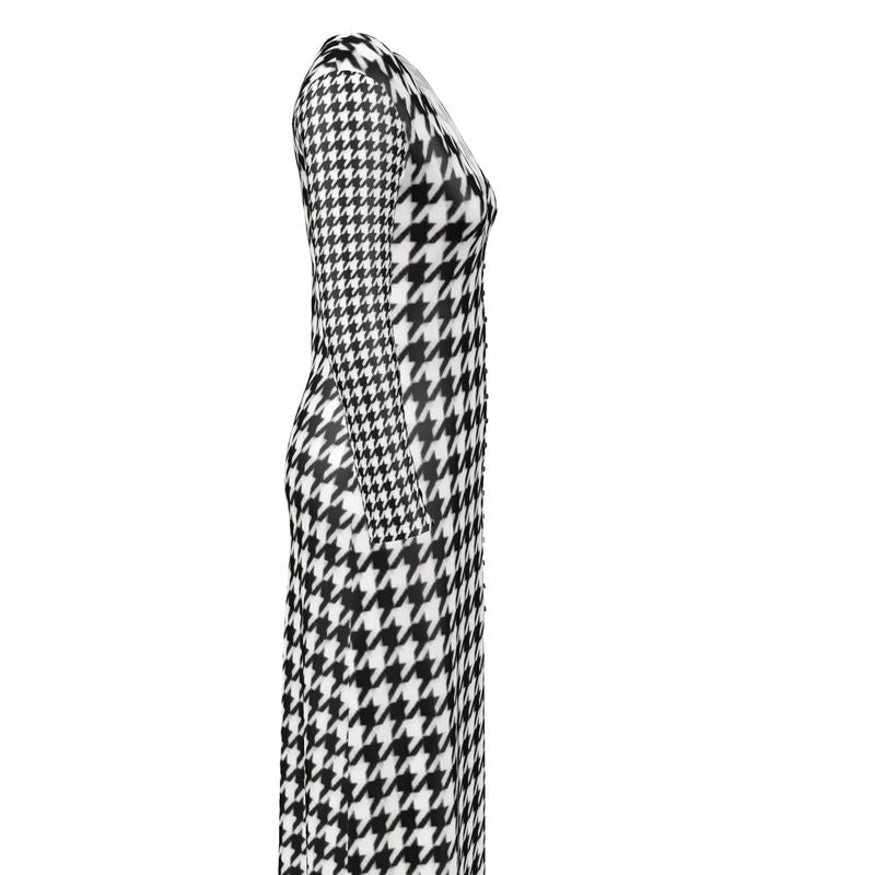 Rich and Rich Black and White Houndstooth Ladies Cardigan
