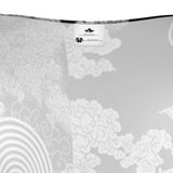 Black and white ladies V-neck cardigan with feng shui motif and button-through front — additional view 6