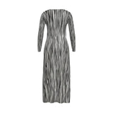 Black and white striped ladies cardigan with V-neck and button-through front — product detail