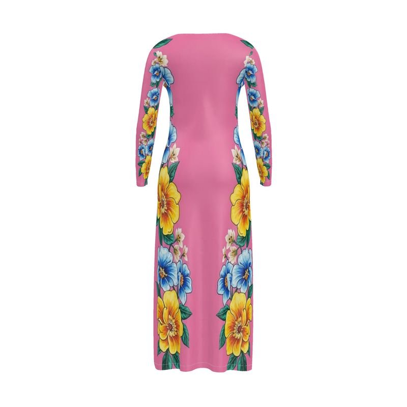 Pink floral ladies cardigan with vivid blossom pattern and soft fabric for cozy layering — product detail