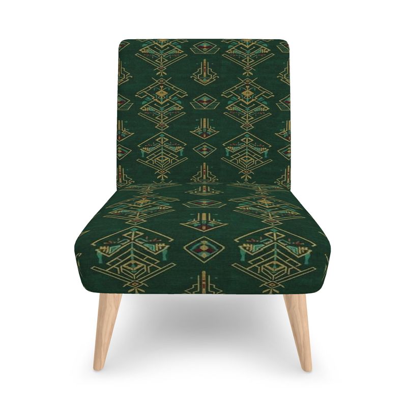 Rich and Rich Hunter Green Asymmetrical Occasional Chair with wooden tapered legs and velour upholstery