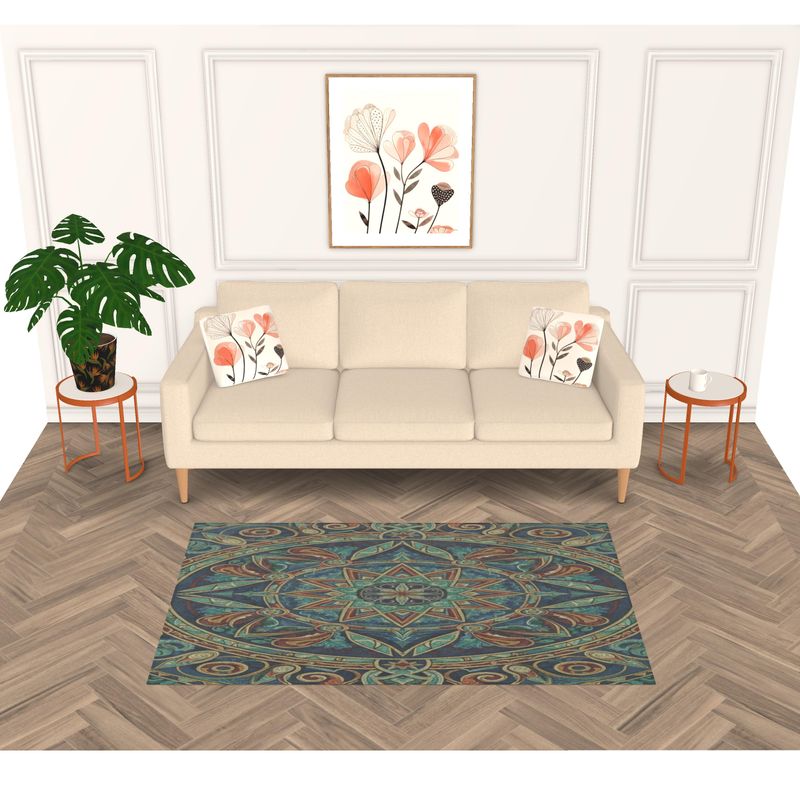 Rich and Rich Hunters Green Abstract Designer Rug with velvet texture and anti-slip backing