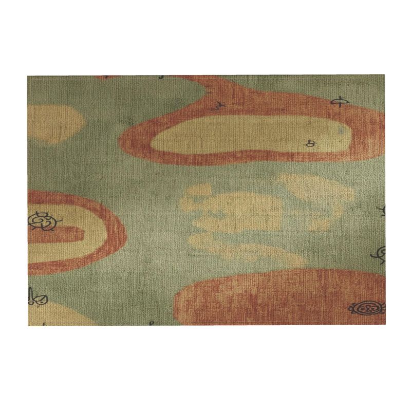 Orange abstract pattern rug with velvet pile and anti-slip backing — alternate view
