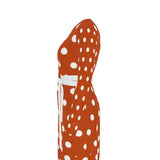 Orange polka dot long-sleeve wrap dress with V-neck and belt tie — additional view 10