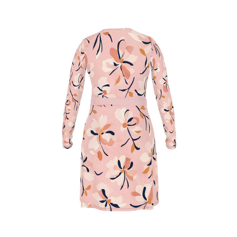 Rich and Rich Women's Pink Floral Designer Wrap Dress