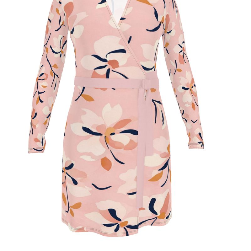 Rich and Rich Women's Pink Floral Designer Wrap Dress