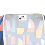 Women's tea dress with blue abstract print and flounce hem — additional view 10