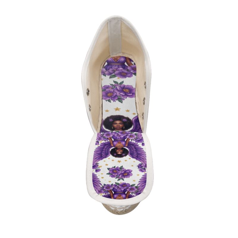 Rich & Rich Ladies Angel Wings Purple Wedge Espadrilles