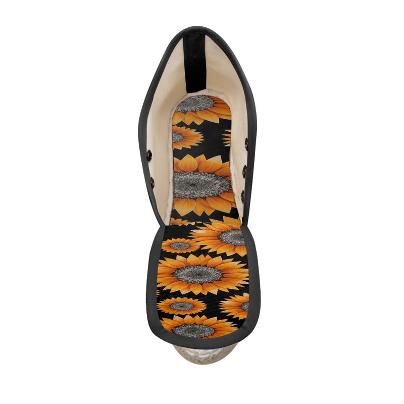 Rich and Rich Orange & Silver Ladies Sunflower Wedge Espadrilles