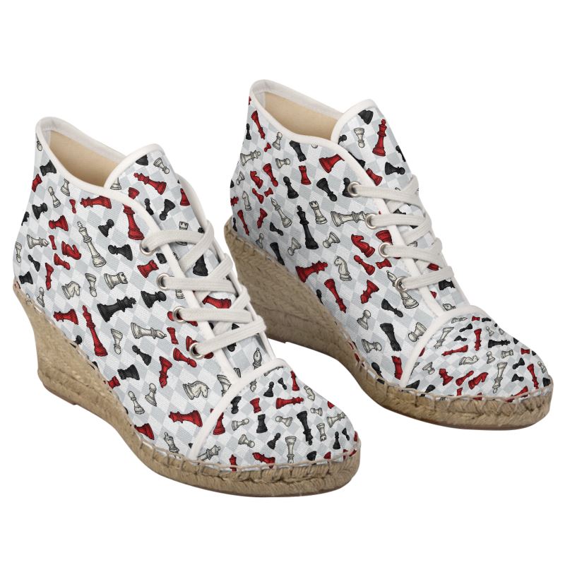 Rich & Rich Ladies Chess Wedge Espadrilles