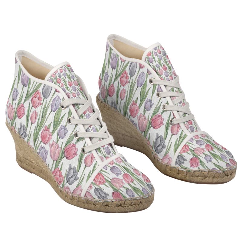 Rich and Rich Ladies Pink, Gray & Lavender Tulip Wedge Espadrilles