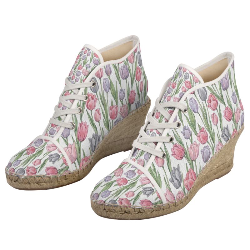 Rich and Rich Ladies Pink, Gray & Lavender Tulip Wedge Espadrilles