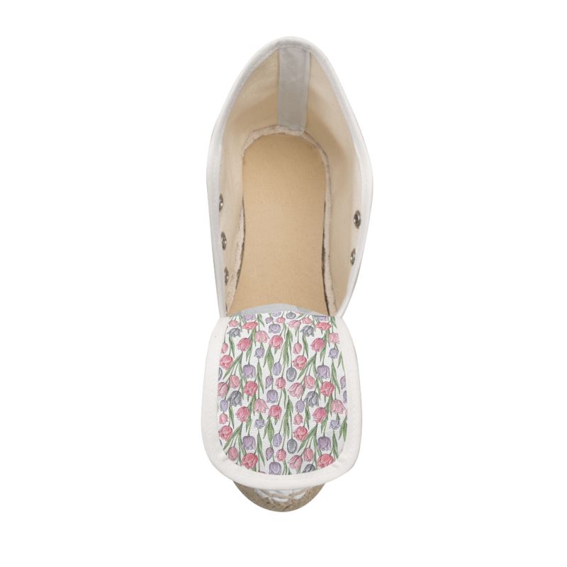 Rich and Rich Ladies Pink, Gray & Lavender Tulip Wedge Espadrilles