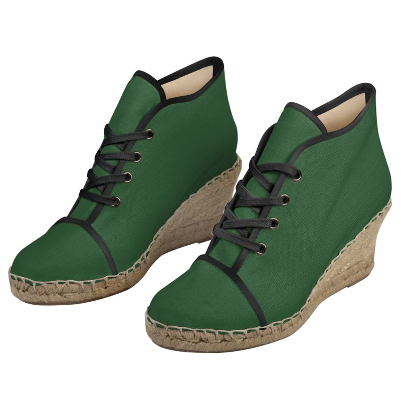 Rich and Rich Ladies Hunter's Green Wedge Espadrilles