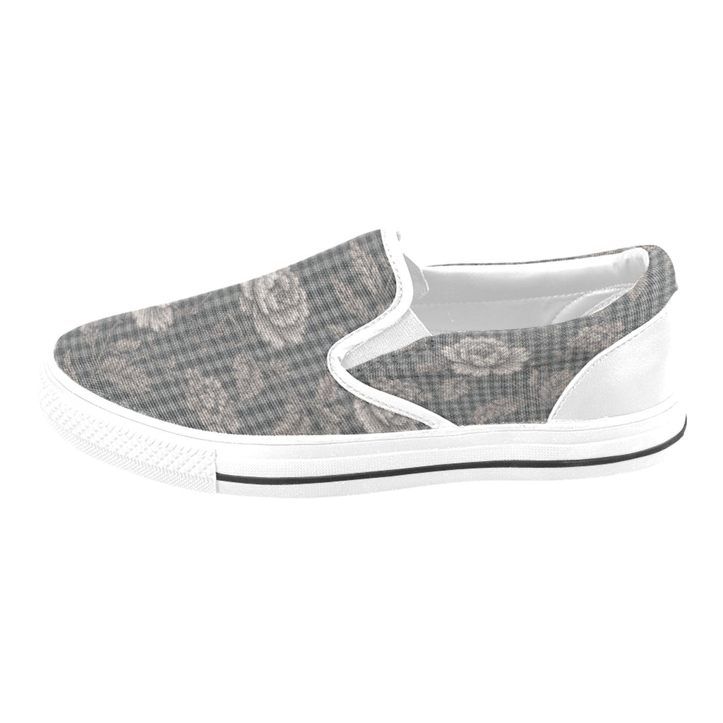 Rich and Rich Gray Floral Men’s Slip-On Canvas Shoes | Stylish Casual Floral Shoes for Men