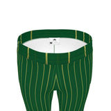 Green pinstripe slim tracksuit pants with side stripe, ankle zippers and elastic waistband — additional view 12