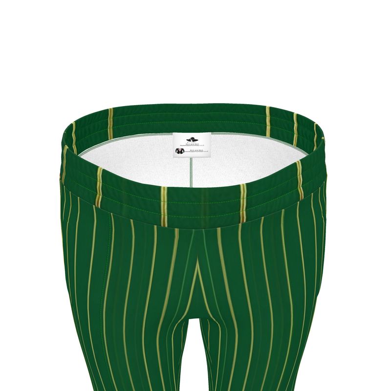 Rich and Rich Men’s Green Pinstripe Golfer Tracksuit Pants | Slim Fit Designer Jogging Pants