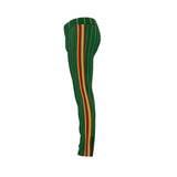 Green pinstripe slim tracksuit pants with side stripe, ankle zippers and elastic waistband — additional view 13