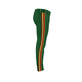 Green pinstripe slim tracksuit pants with side stripe, ankle zippers and elastic waistband — additional view 14