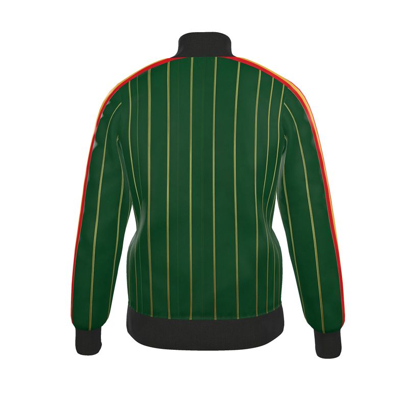 Rich and Rich Men’s Green Pinstripe Tracksuit Jacket | Designer Zip-Up Sports Jacket