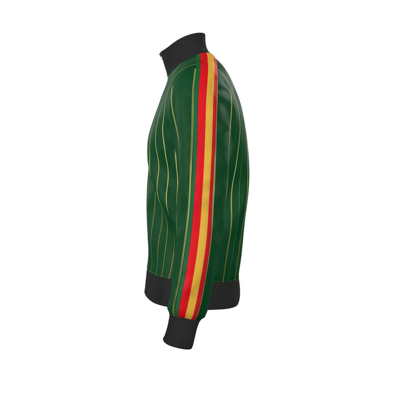 Rich and Rich Men’s Green Pinstripe Tracksuit Jacket | Designer Zip-Up Sports Jacket
