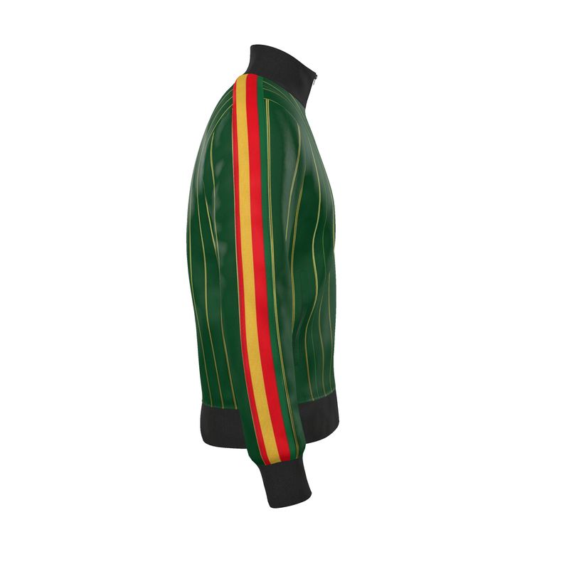 Rich and Rich Men’s Green Pinstripe Tracksuit Jacket | Designer Zip-Up Sports Jacket