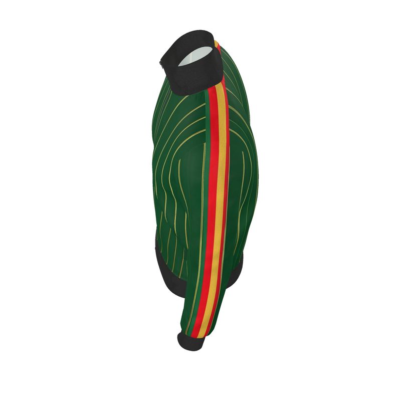 Rich and Rich Men’s Green Pinstripe Tracksuit Jacket | Designer Zip-Up Sports Jacket