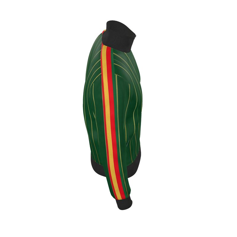 Rich and Rich Men’s Green Pinstripe Tracksuit Jacket | Designer Zip-Up Sports Jacket