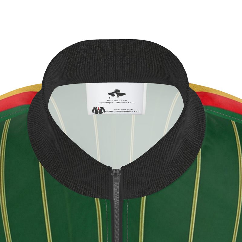 Rich and Rich Men’s Green Pinstripe Tracksuit Jacket | Designer Zip-Up Sports Jacket