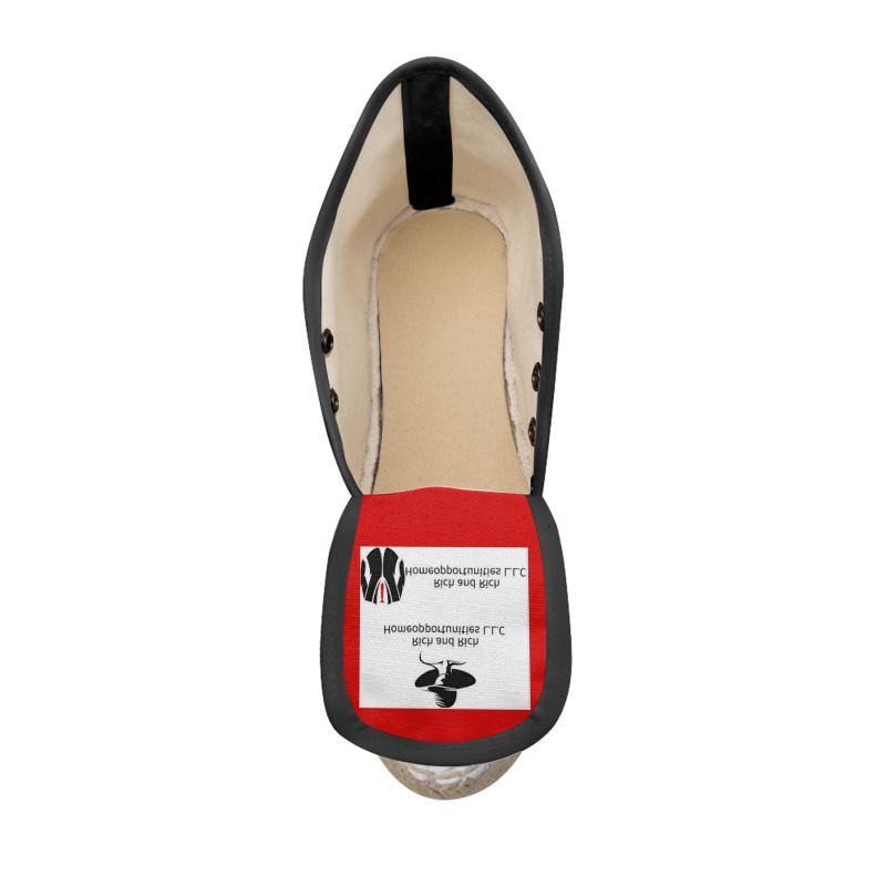 R&RH Women’s Caricature Red Wedge Espadrilles | Designer Jute Platform Shoes