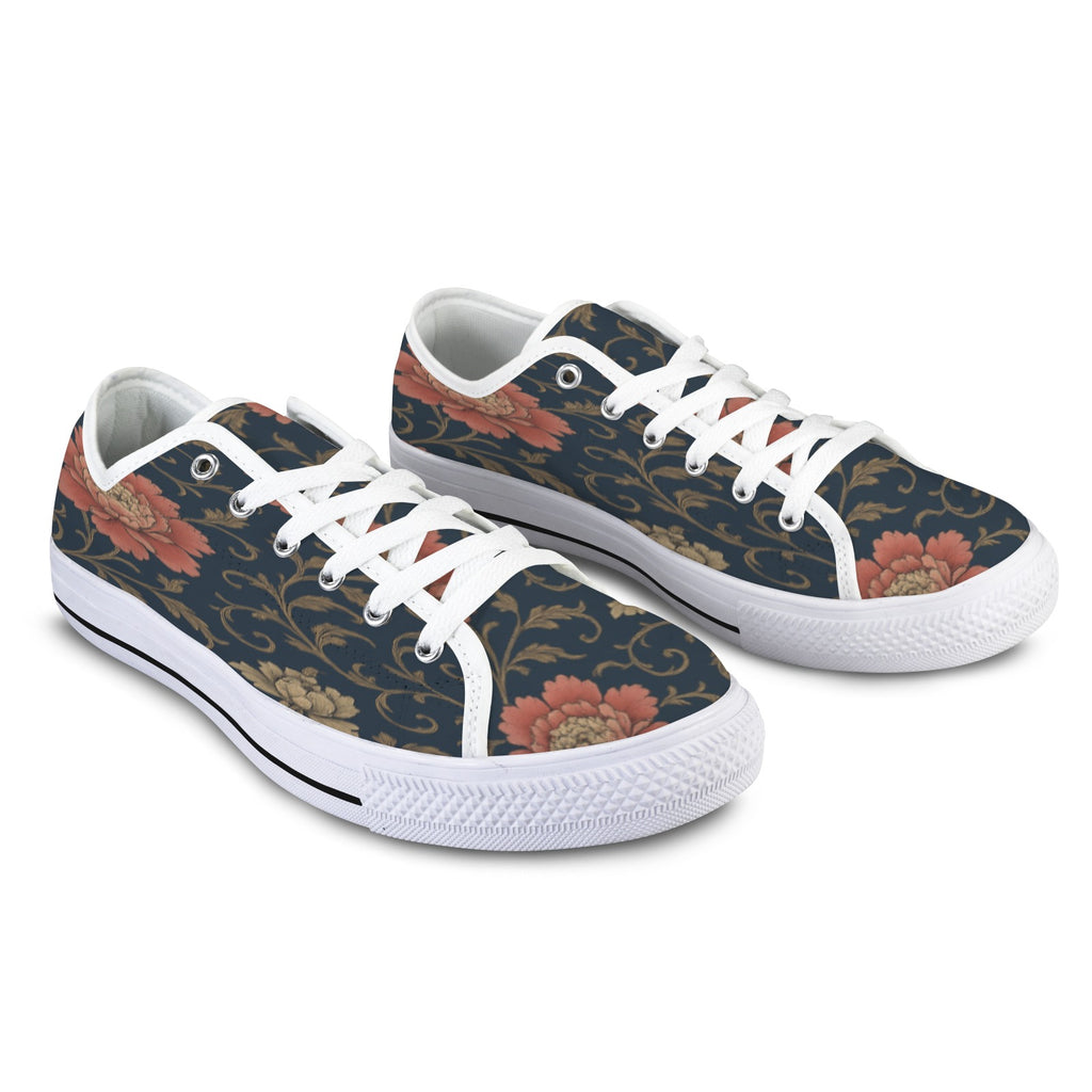 Rich and Rich Blue Floral Seattle Low Top Women's Sneakers with vibrant floral pattern