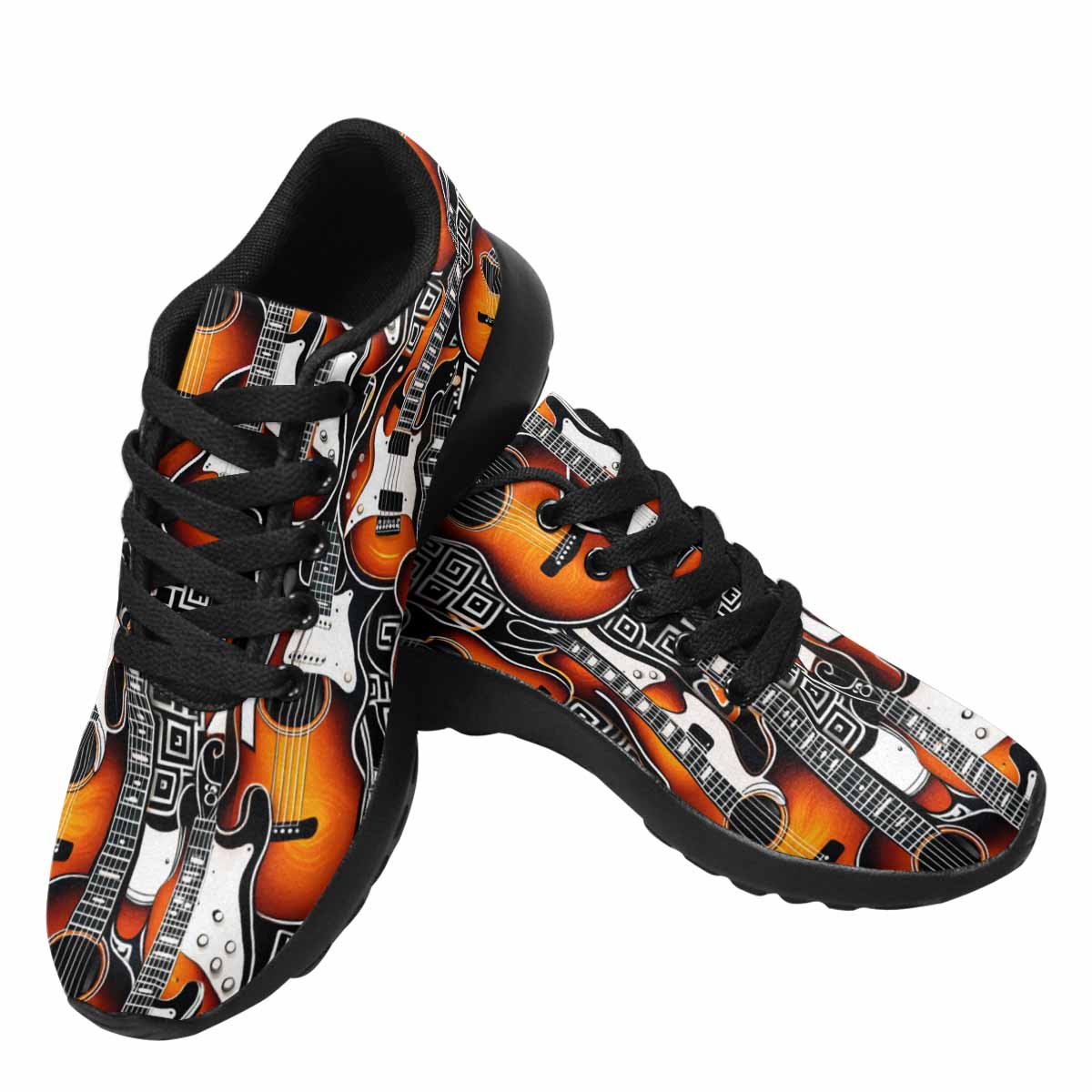 Rich and Rich Orange Pattern Men's Guitar Sneakers
