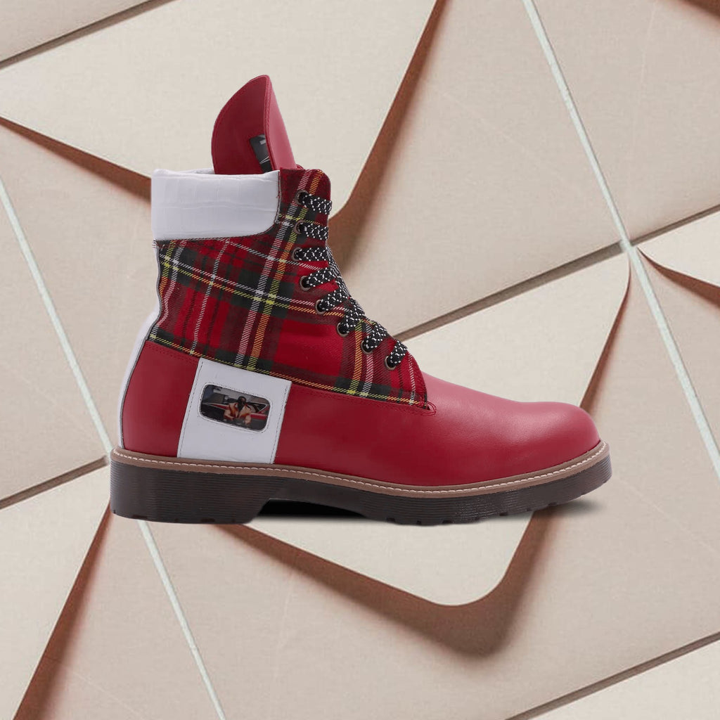 Redd_Man_Series Classic Street Hightop Boot in vibrant red Italian leather by Desiree Sims