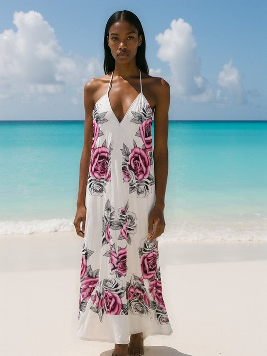 Rich and Rich Pink Roses Halter Dress